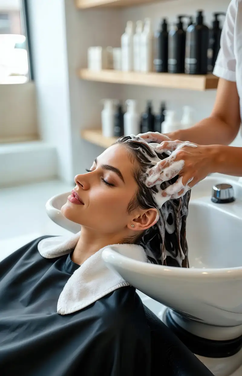 Client getting hair styled at Nexx Faze Salon